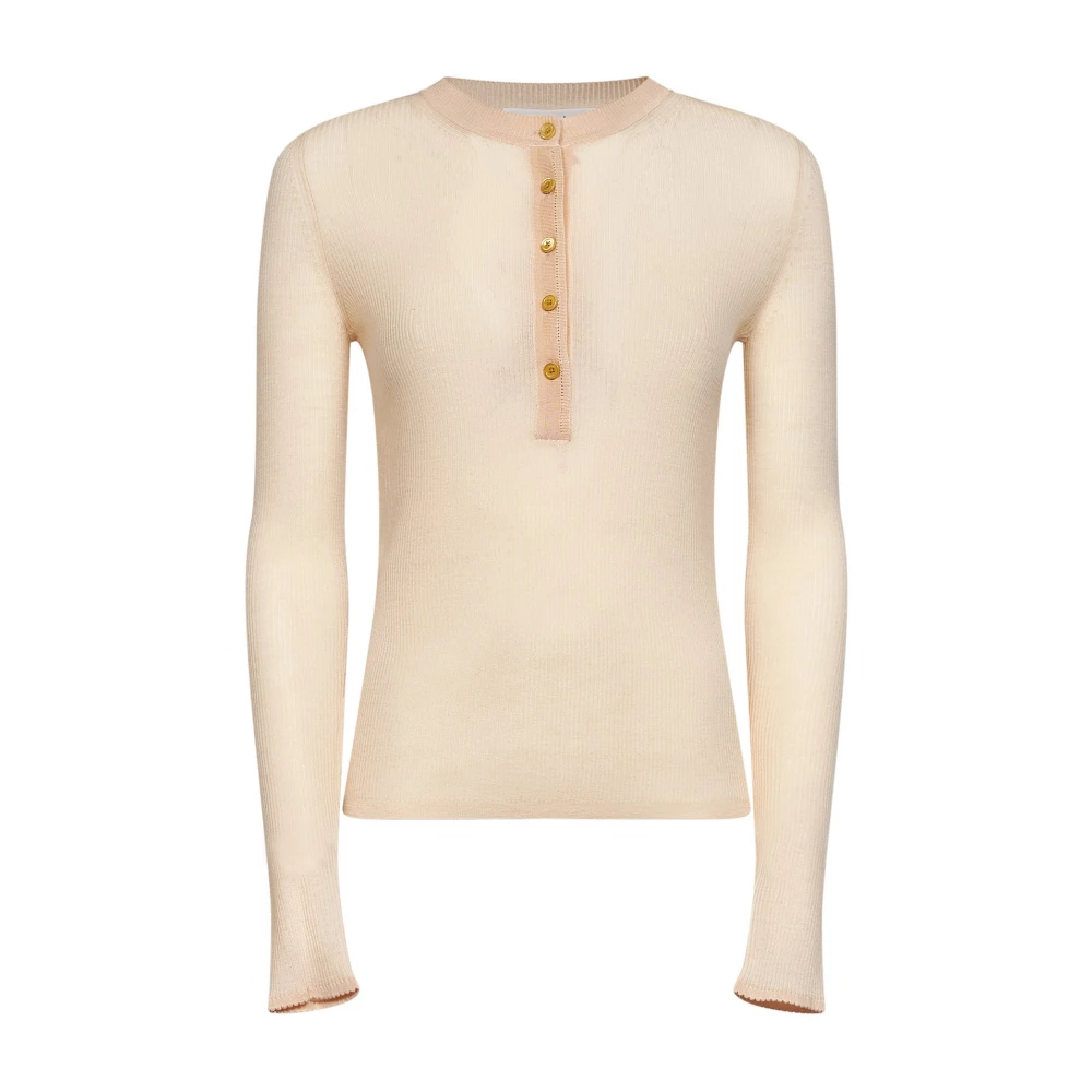 CHLOé | Bleached orange ribbed superfine wool buttoned sweater | female | S - Bild 3
