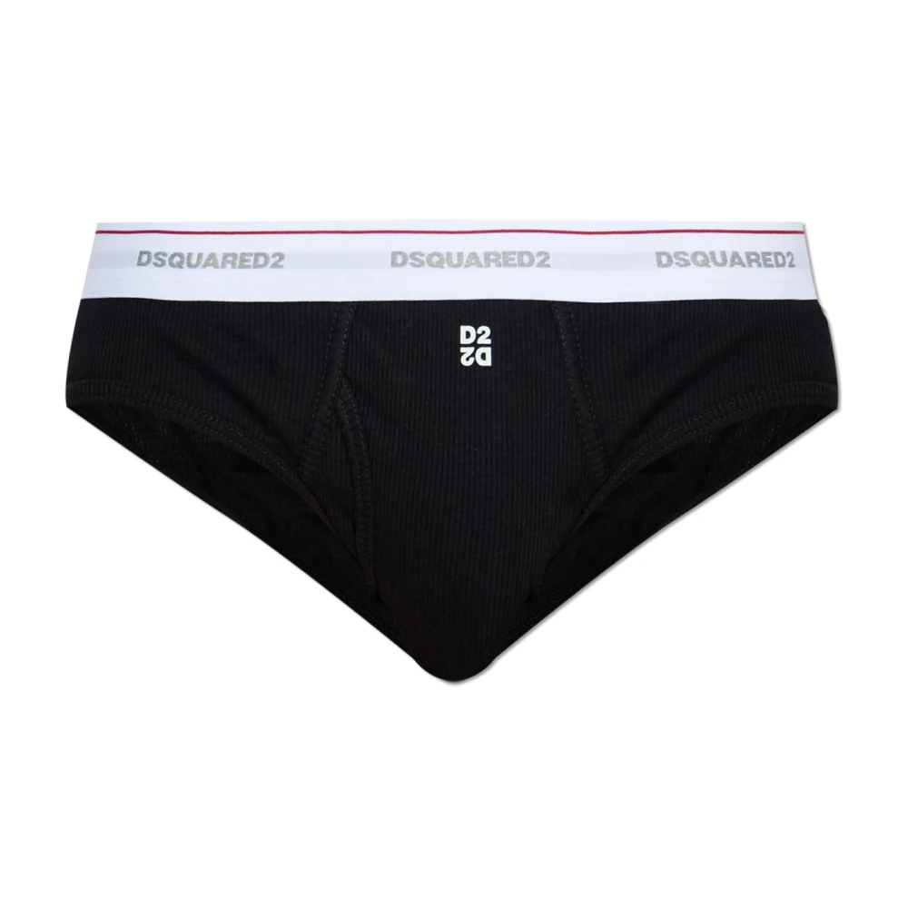 Dsquared2 Herren Schwarz - Gerippte Slips Mit Logo - Underwear - K - 2XL