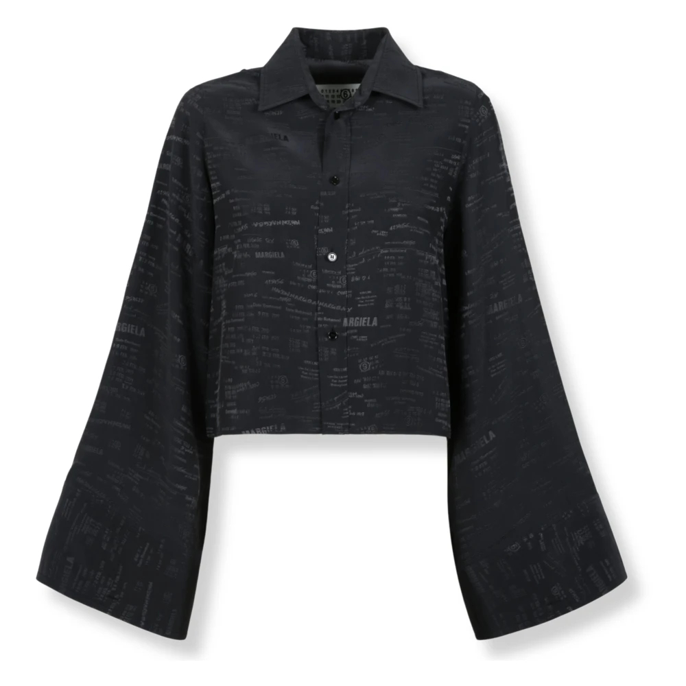 Mm6 Maison Margiela Damen Schwarz - Jacquard Convertible Shirt - Blouses & Shirts - K - S