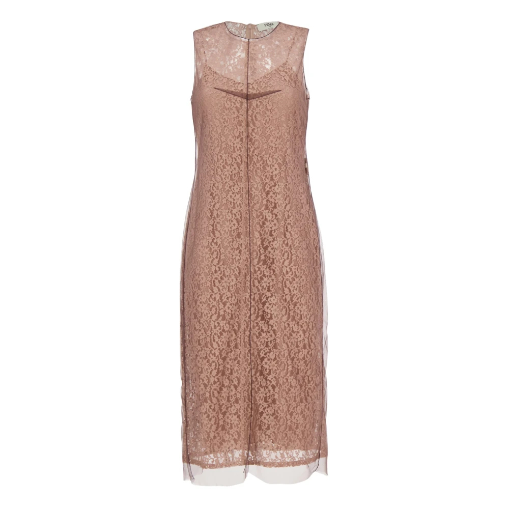 Fendi Damen Rosa - Blooming Lace Midi-Kleid - Dresses - S