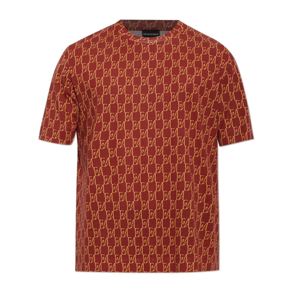 Emporio Armani Herren Rot - Monogram T-Shirt - Tops - Xl