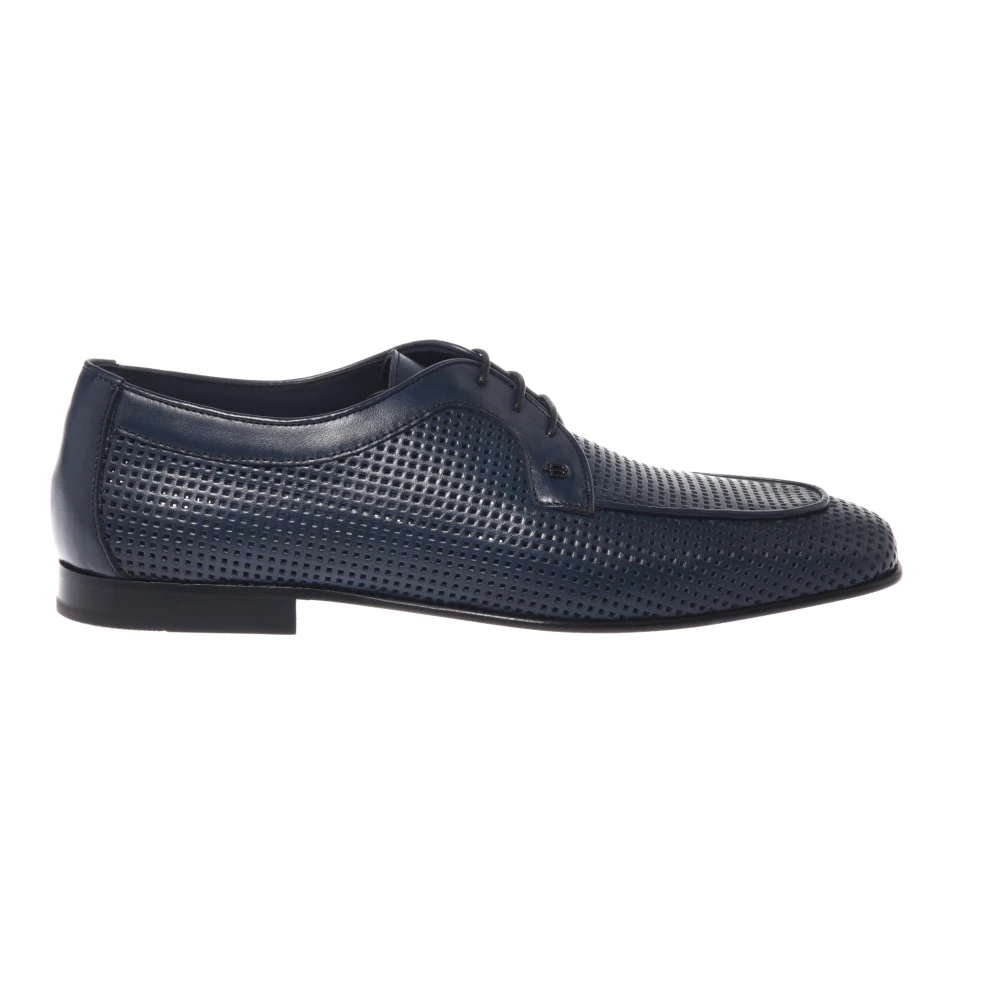 Baldinini Herren Blau - Perforierte Leder Schnürschuhe - Shoes - 44 Eu