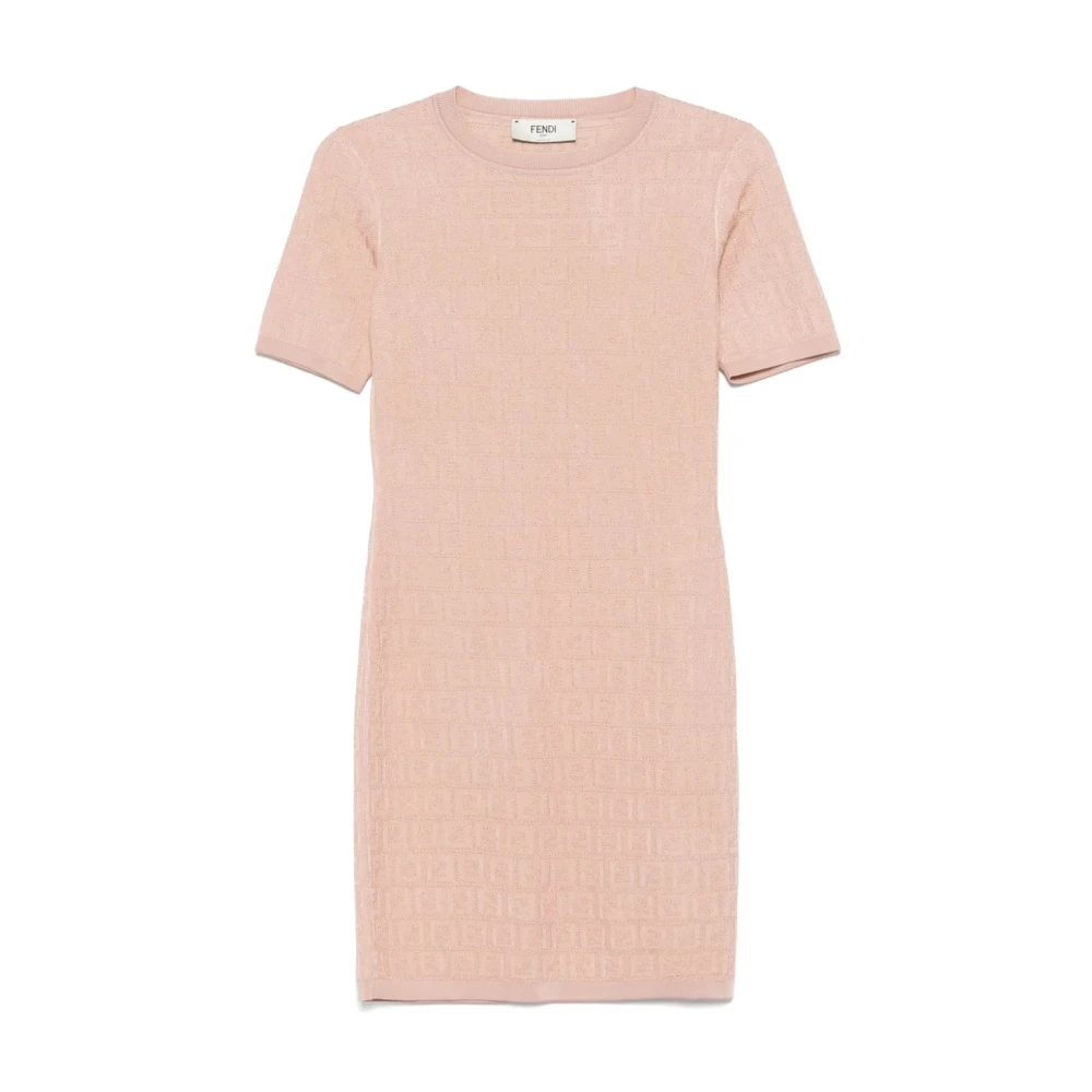 Fendi Damen Rosa - Lace Ff Knit Dress - Dresses - Xs