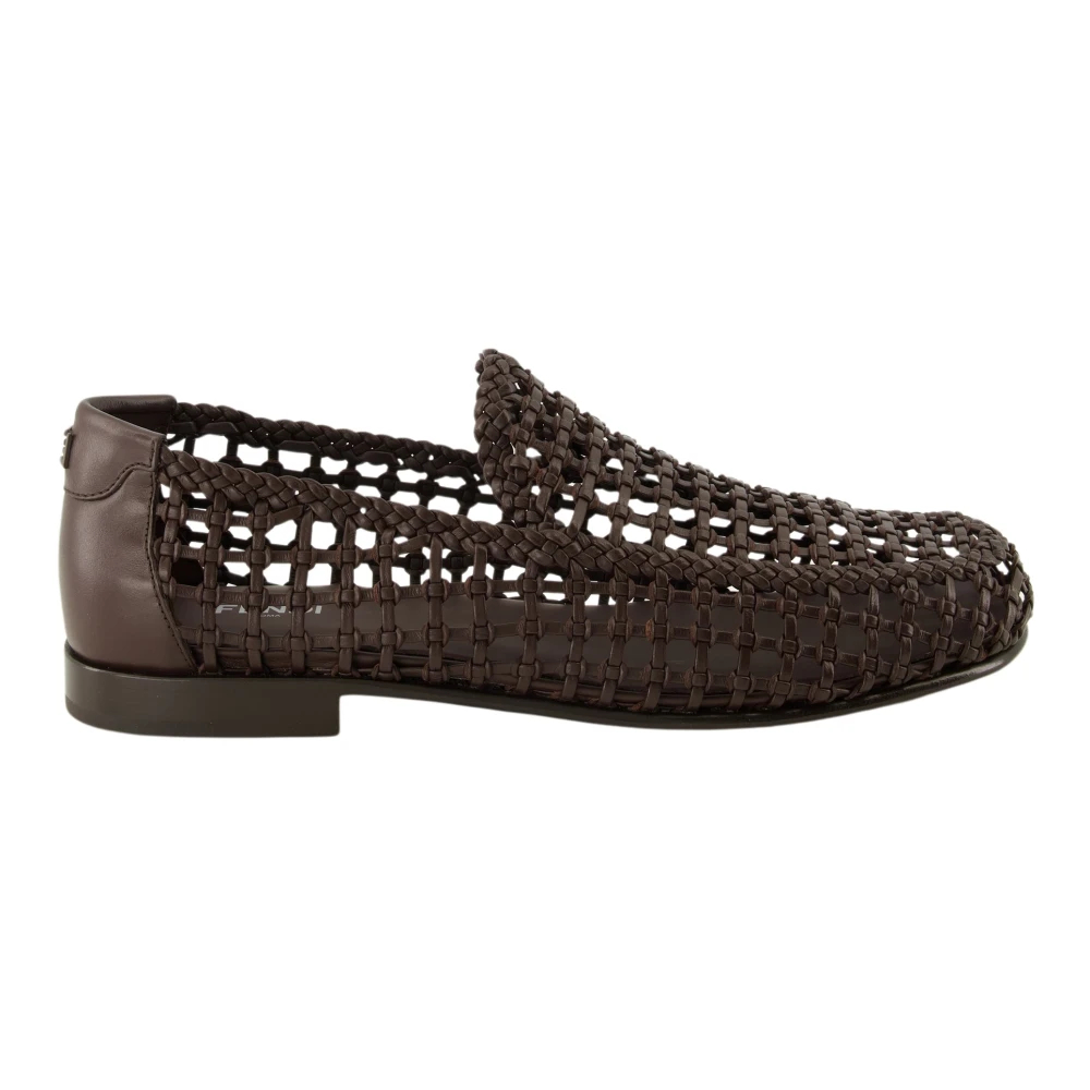 Fendi Herren Braun - Braided Leather Loafer - Shoes - 45 Eu