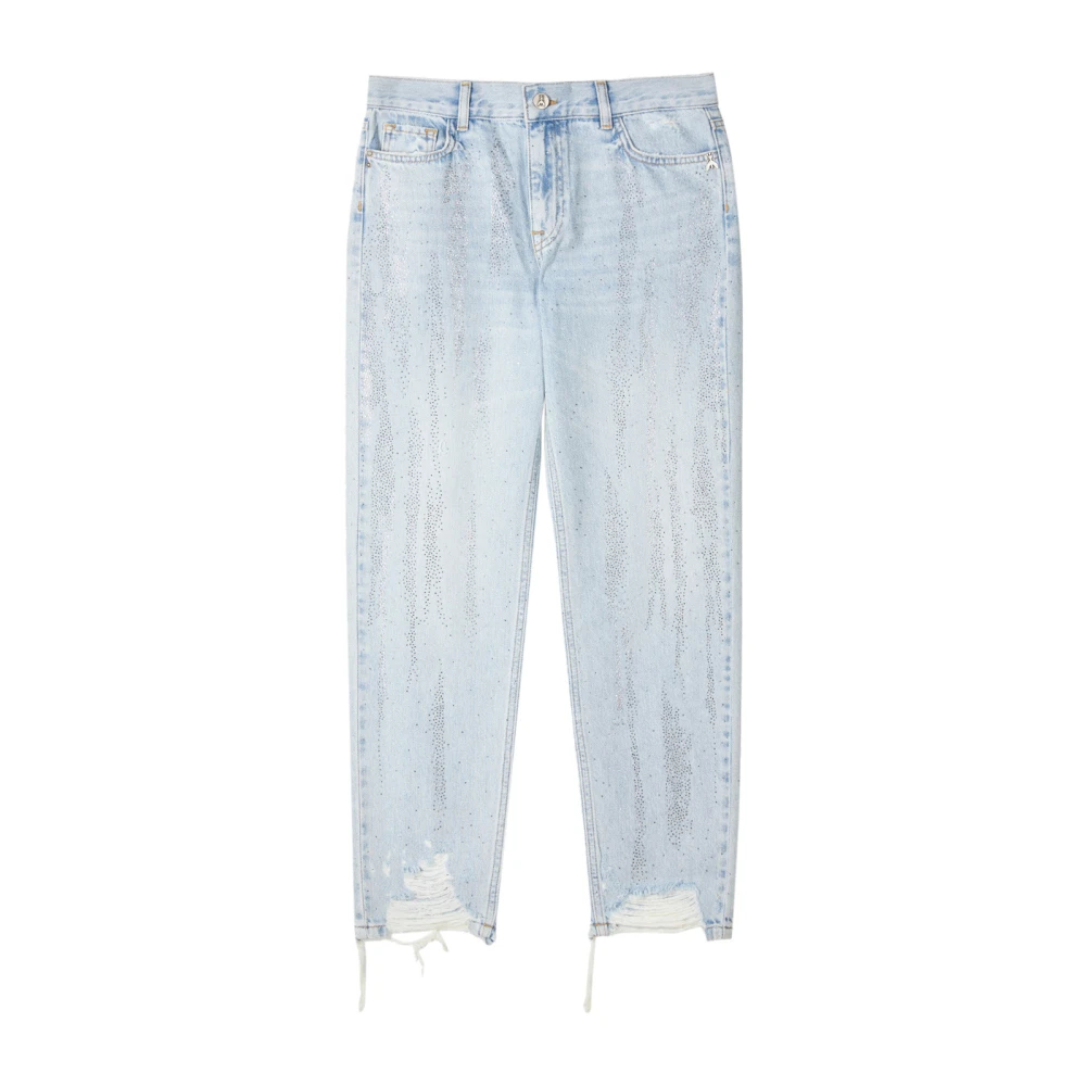Patrizia Pepe Damen Blau - Cigarette Jeans Mit Strasssteinen - Jeans - W27
