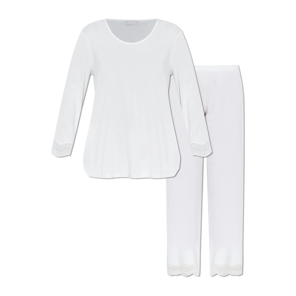 Hanro Damen Weiß - Cira Zweiteiliges Pyjama-Set - Nightwear & Lounge - M