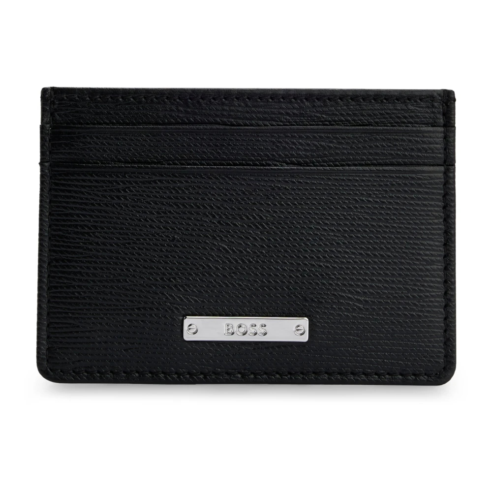 Boss Black Herren Schwarz Boss - Geprägte Lederkartenhalter - Accessories - K - One Size