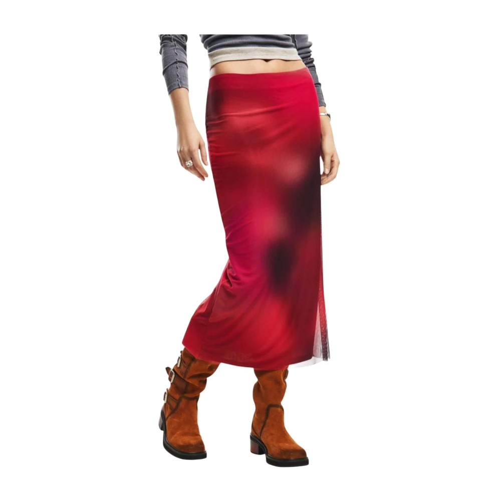 Desigual Damen Rot - Tüll-Midirock - Skirts - L