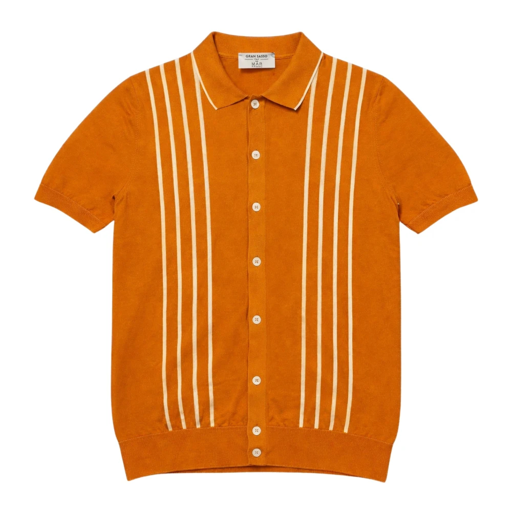 Gran Sasso Herren Orange - Gestreiftes Hemd - Shirts - L