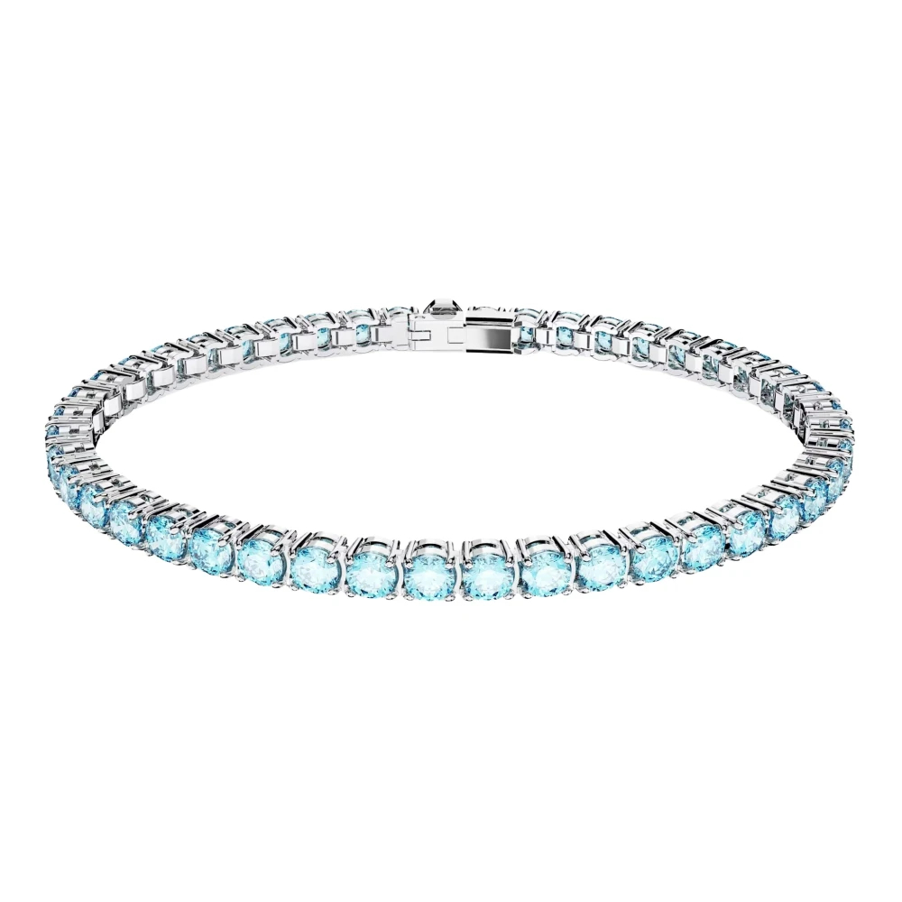 Swarovski Matrix Tennis Armband, Rundschliff, Rhodiniert Blau Extra Groß - Bild 5