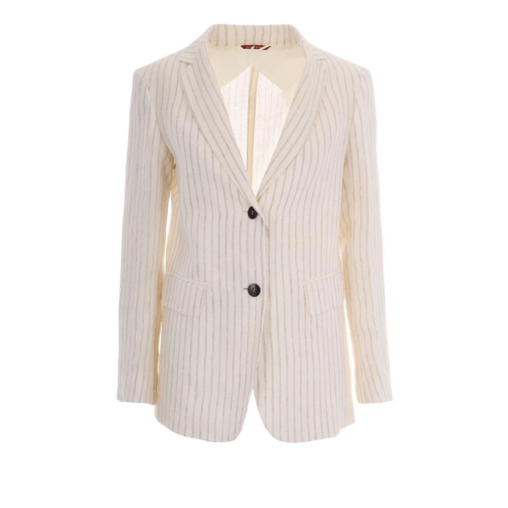 Max Mara Studio Damen Beige - Gestreifter Leinenblazer - Jackets - Xs