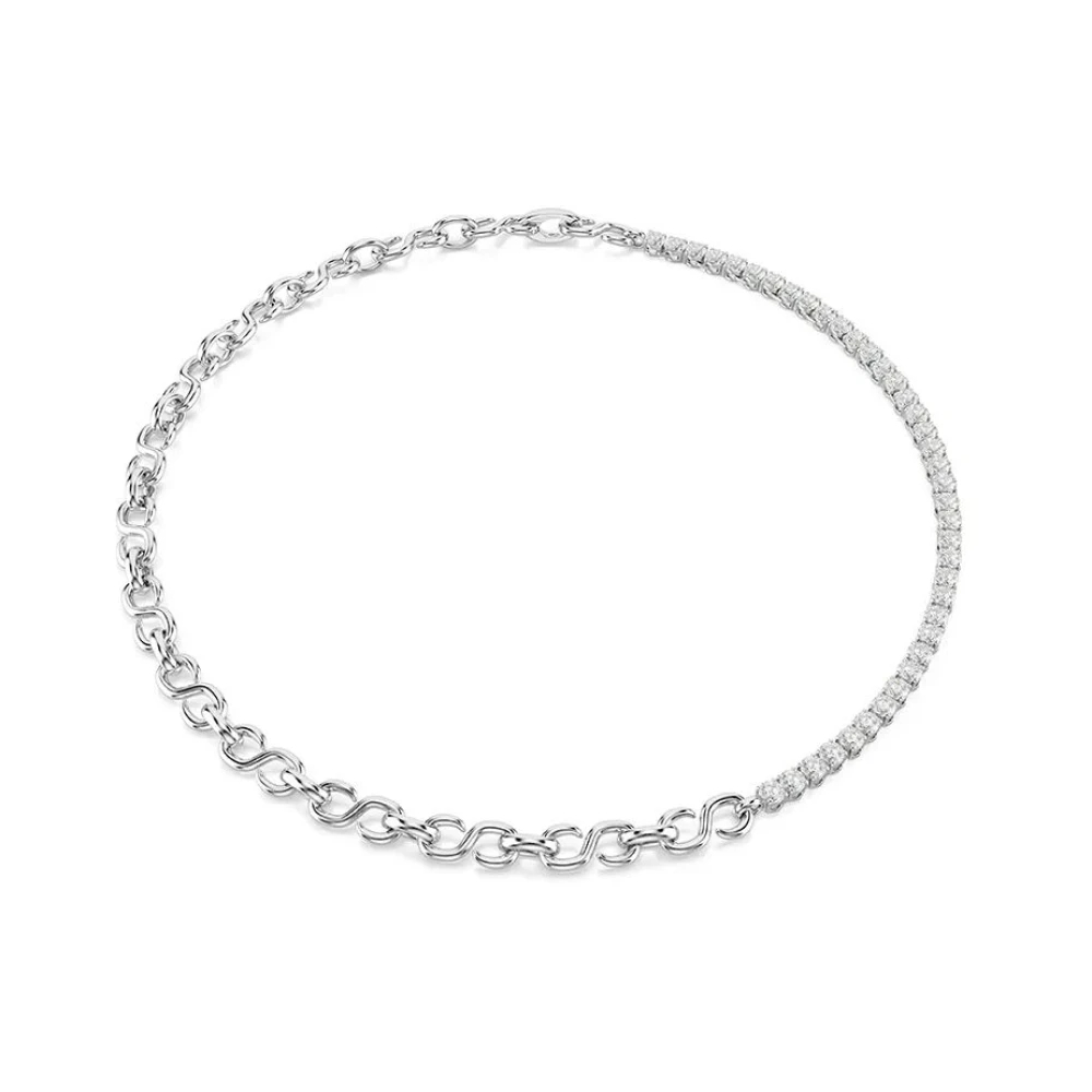 Swarovski Matrix Halskette, S-Form, Rundschliff, Weiß, Rhodiniert - Bild 6