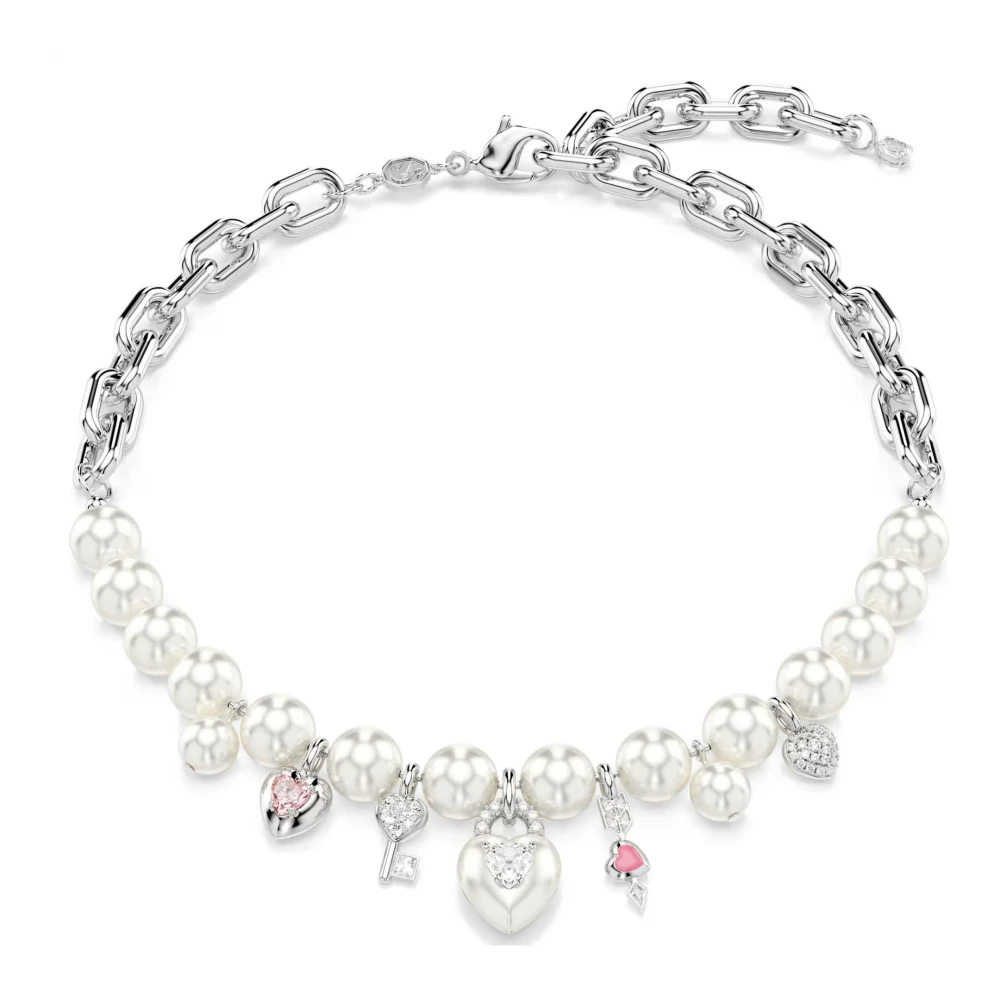 Swarovski Idyllia Halskette, Kristallperle, Verschiedene Schliffe, Rhodiniert Weiß - Bild 3