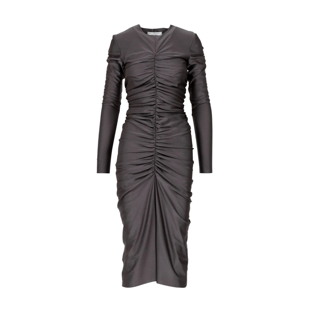 Philosophy Di Lorenzo Serafini Damen Grau - Elegantes- Drapiertes Midikleid - Dresses - M