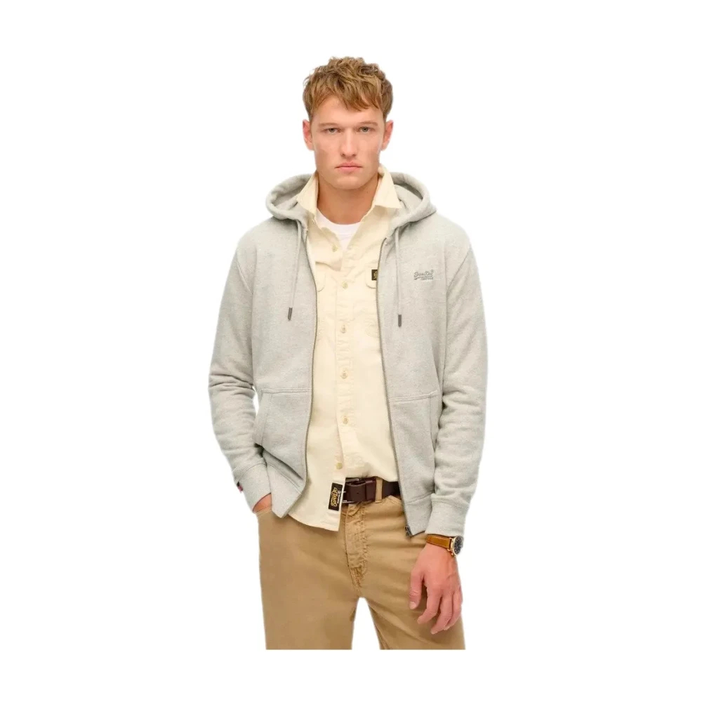 Superdry Herren Grau Kapuzensweatjacke "Essential Logo Zip Hoodie Hb", Gr. L, (Varsity Grindle), Angeraute Sweatware, Obermaterial: 60% Baumw... - Bild 9