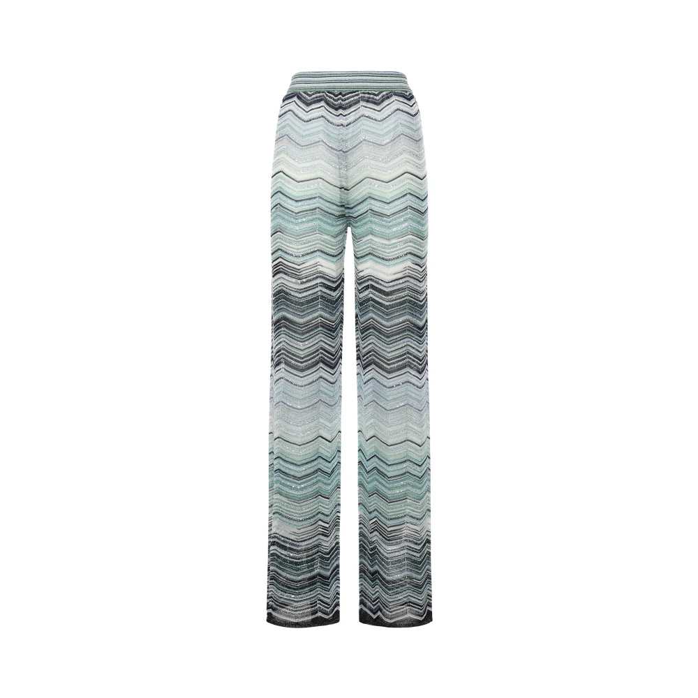 Missoni Damen Multicolor - Weite Chevron Lamé Viskosehose Mit Pailletten - Trousers - Mehrfarbig -Xs