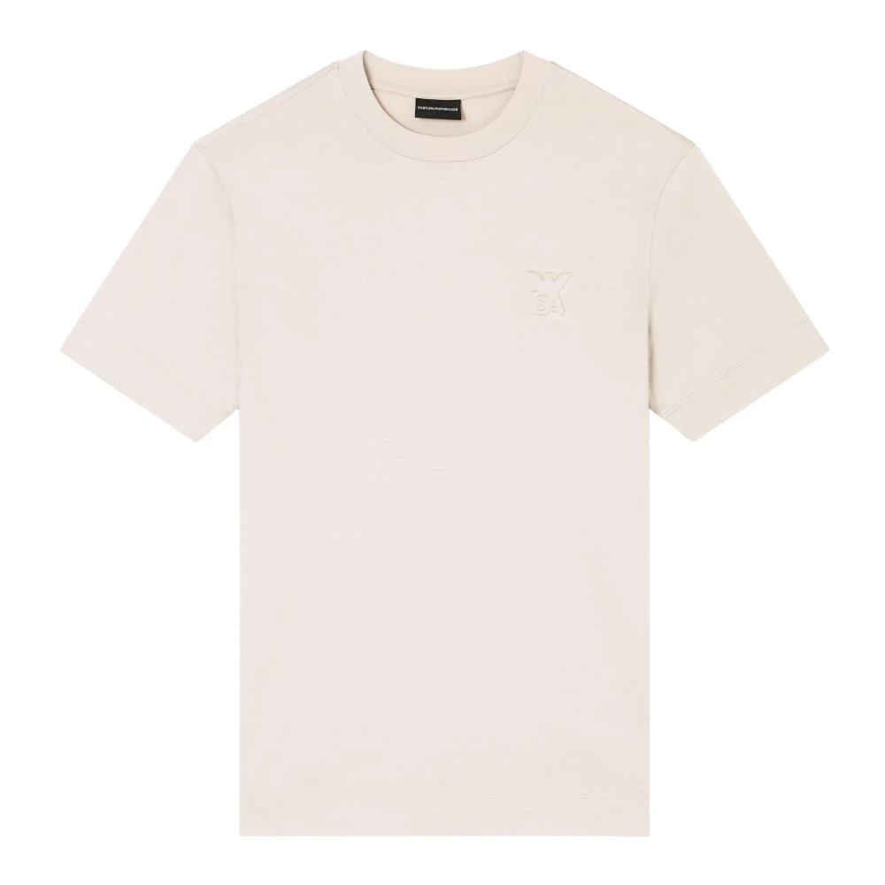 Emporio Armani Herren Beige - T-Shirt Mit Logo-Relief - Tops - L