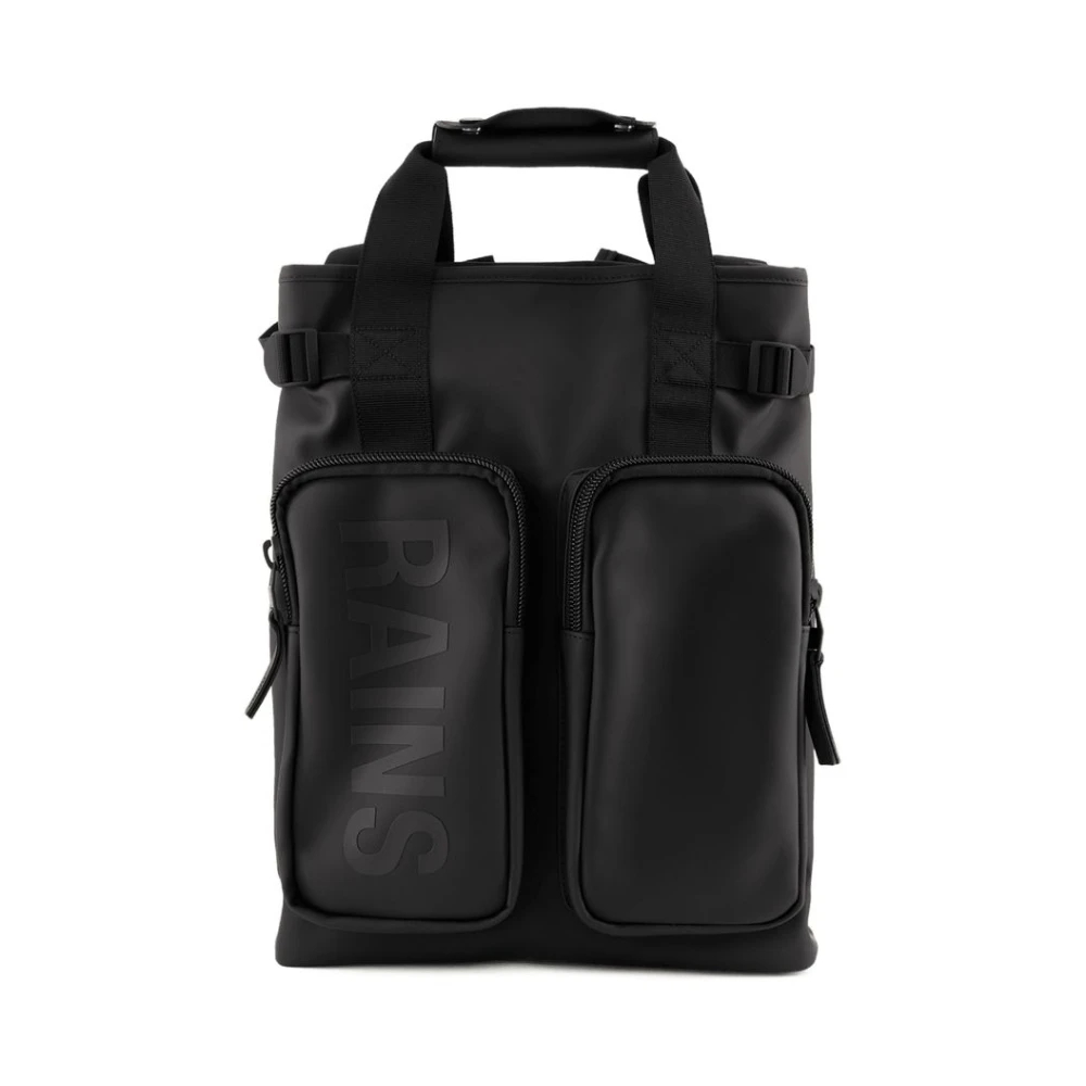 Rains - Schwarzer Synthetik-Rucksack Mit Verstellbaren Trägern - Bags - Unisex - Schwarzk - One Size