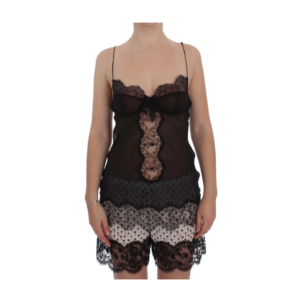 Dolce & Gabbana Damen Schwarz - Seiden-Babydoll-Top Mit Spitze - Tops - K - Xs