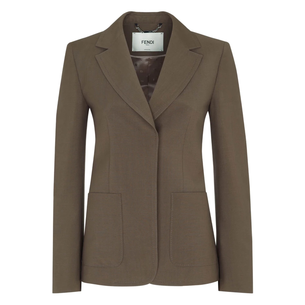 Fendi Damen Grün - E Jacke Aus Wolle Und Mohair Mit Breitem Revers - Jackets - M