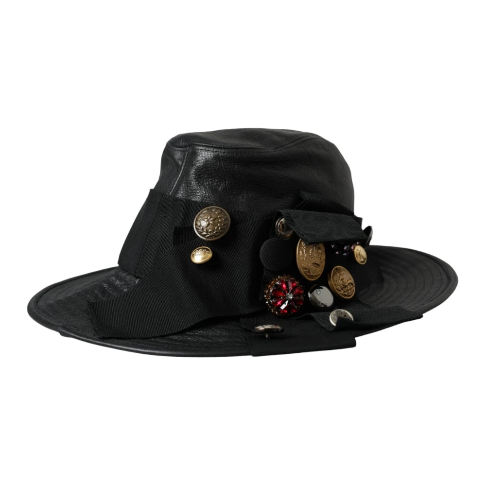 Dolce & Gabbana Herren Schwarz - Cloche Hut Mit Breiter Krempe - Accessories - K - One Size