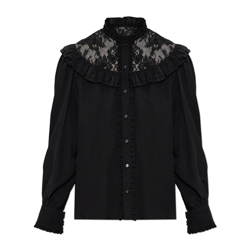 Chloé - Seidenbluse Mit Spitze - Blouses & Shirts - Damen - Schwarzk - S