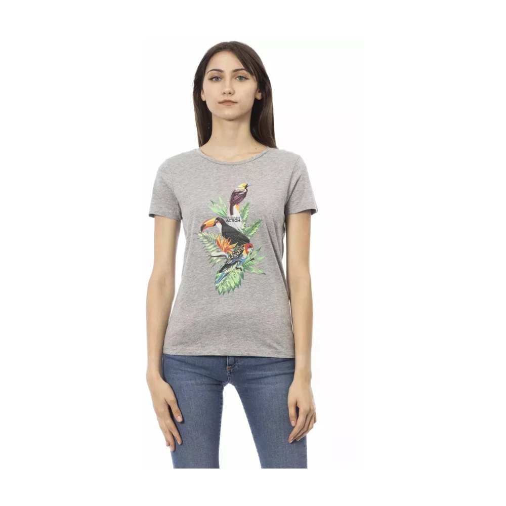 Trussardi - Lässiges T-Shirt Mit Kurzem Ärmel Und Frontdruck - Tops - Damen - Grau - Xl - Bild 6