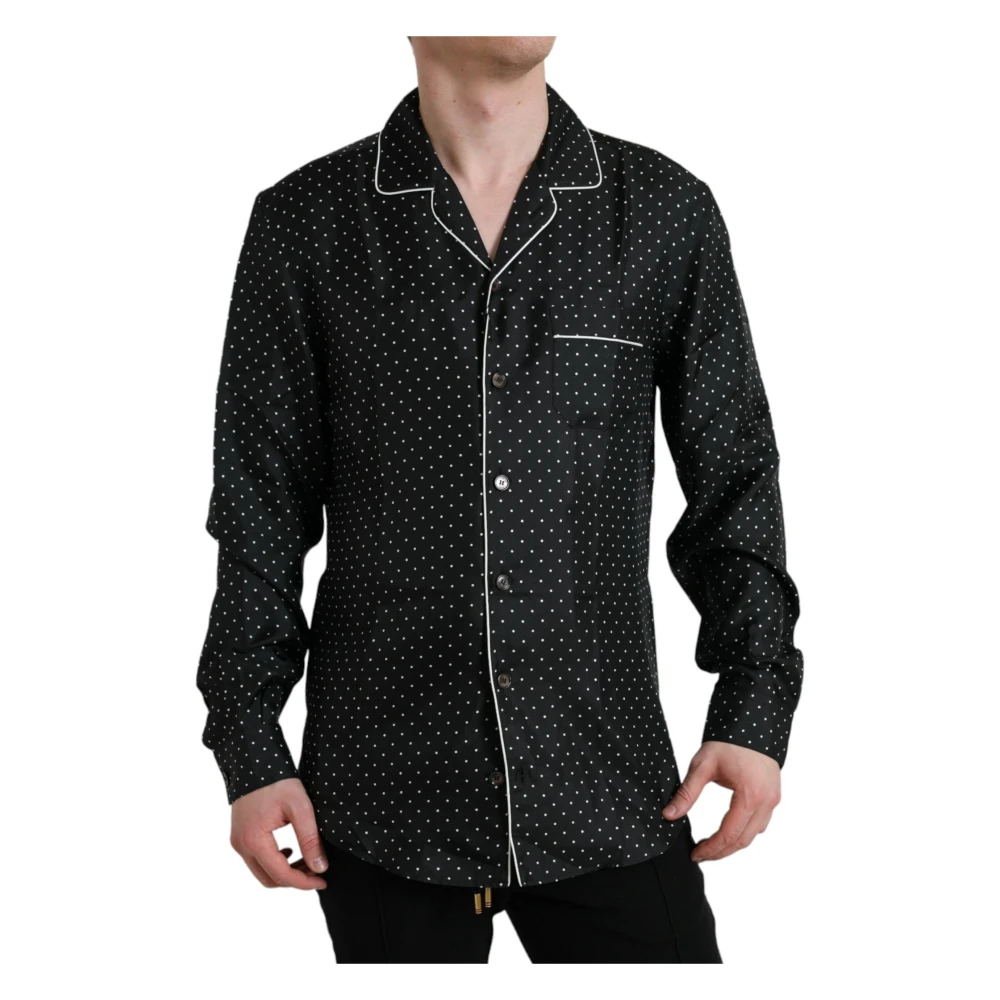 Dolce & Gabbana Herren Schwarz - Polka Dot Seidenhemd - Shirts - K -S