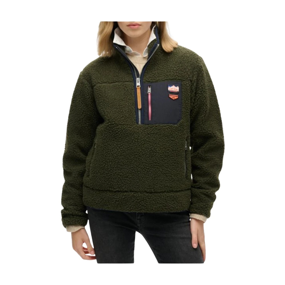 Superdry Damen Grün Vintage Retro Fleece 1/2 Zip - Bild 5