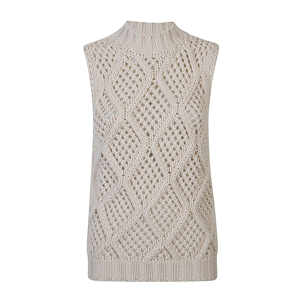 Eleventy Damen Beige - Ärmellose Wollweste - Knitwear - M