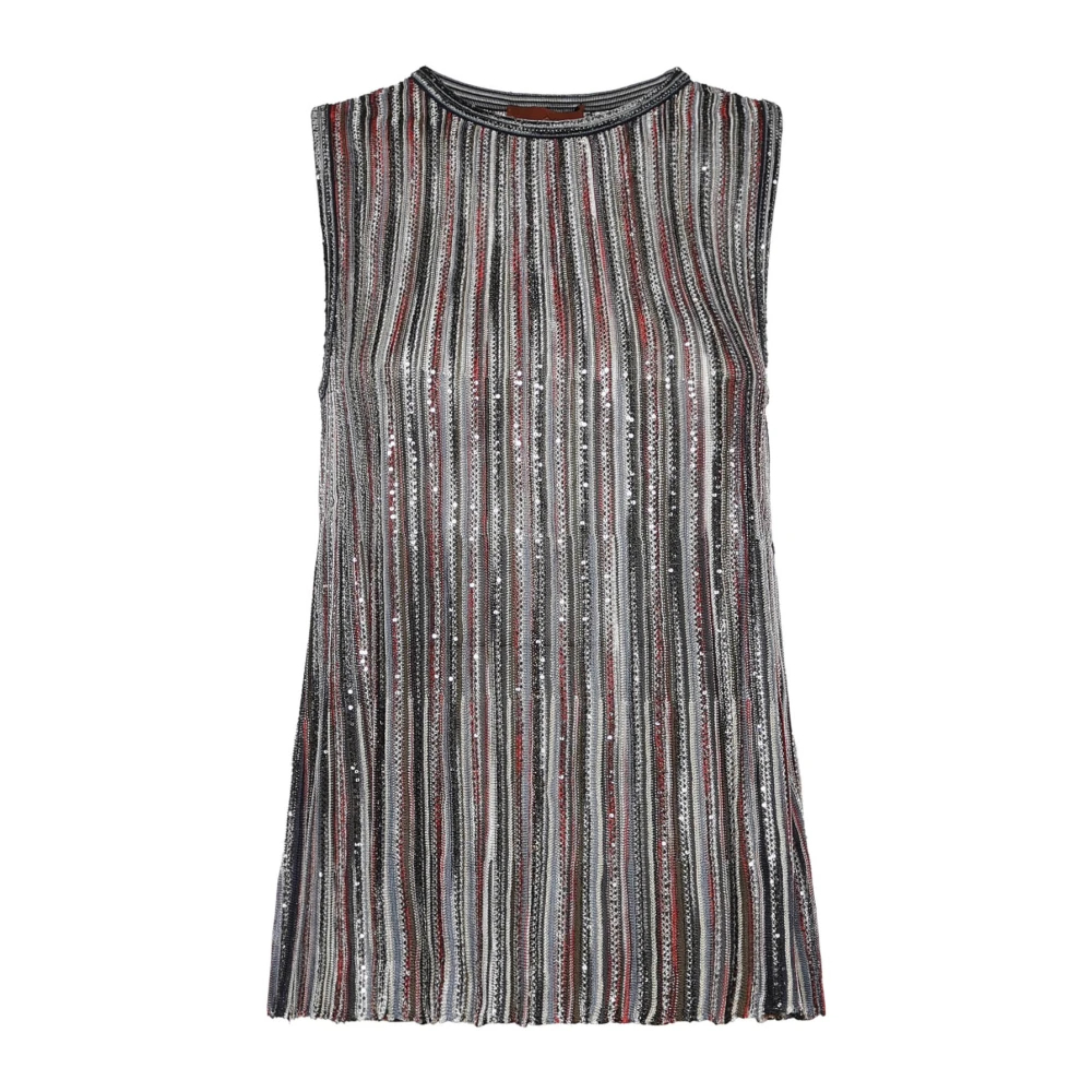 Missoni Damen Multicolor - Tanktop Mit Streifen Und Pailletten - Tops - Mehrfarbig - S
