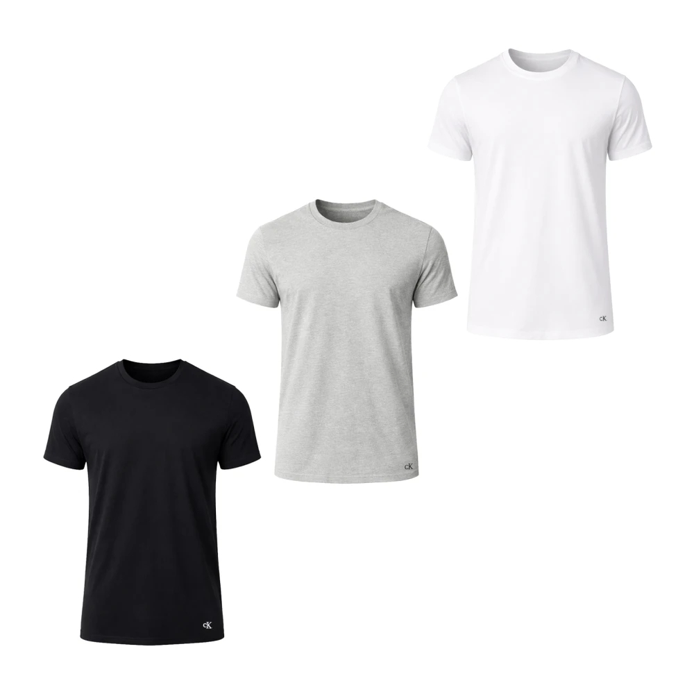 Calvin Klein 100% Baumwolle 3Er-Pack Herren T-Shirts Schwarz/Graugefleckt/Weiß 2XL - Bild 6