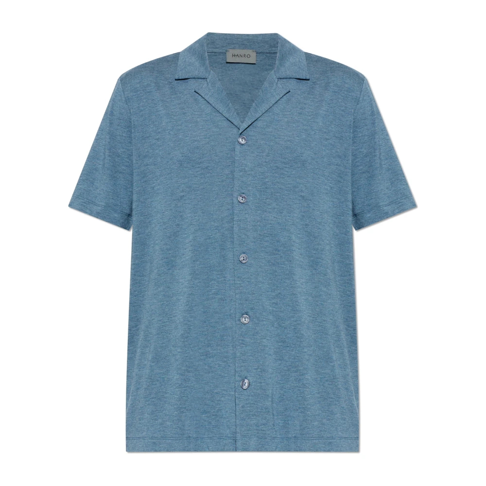 Hanro Herren Blau - Hemdblusenoberteil Mit Gekerbtem Kragen Und Knopfleiste - Nightwear & Lounge - M