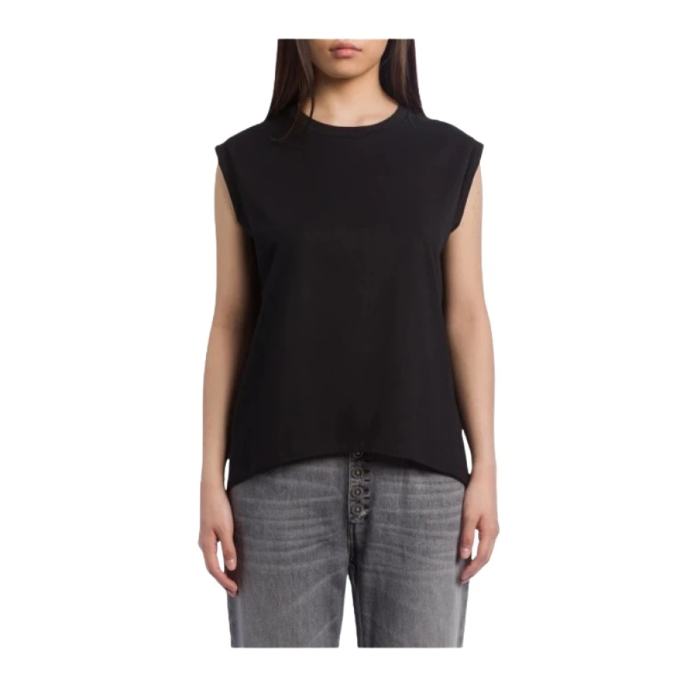 Dondup Damen Schwarz - Regular Jersey-T-Shirt Mit Rundhalsausschnitt - Tops - K - M