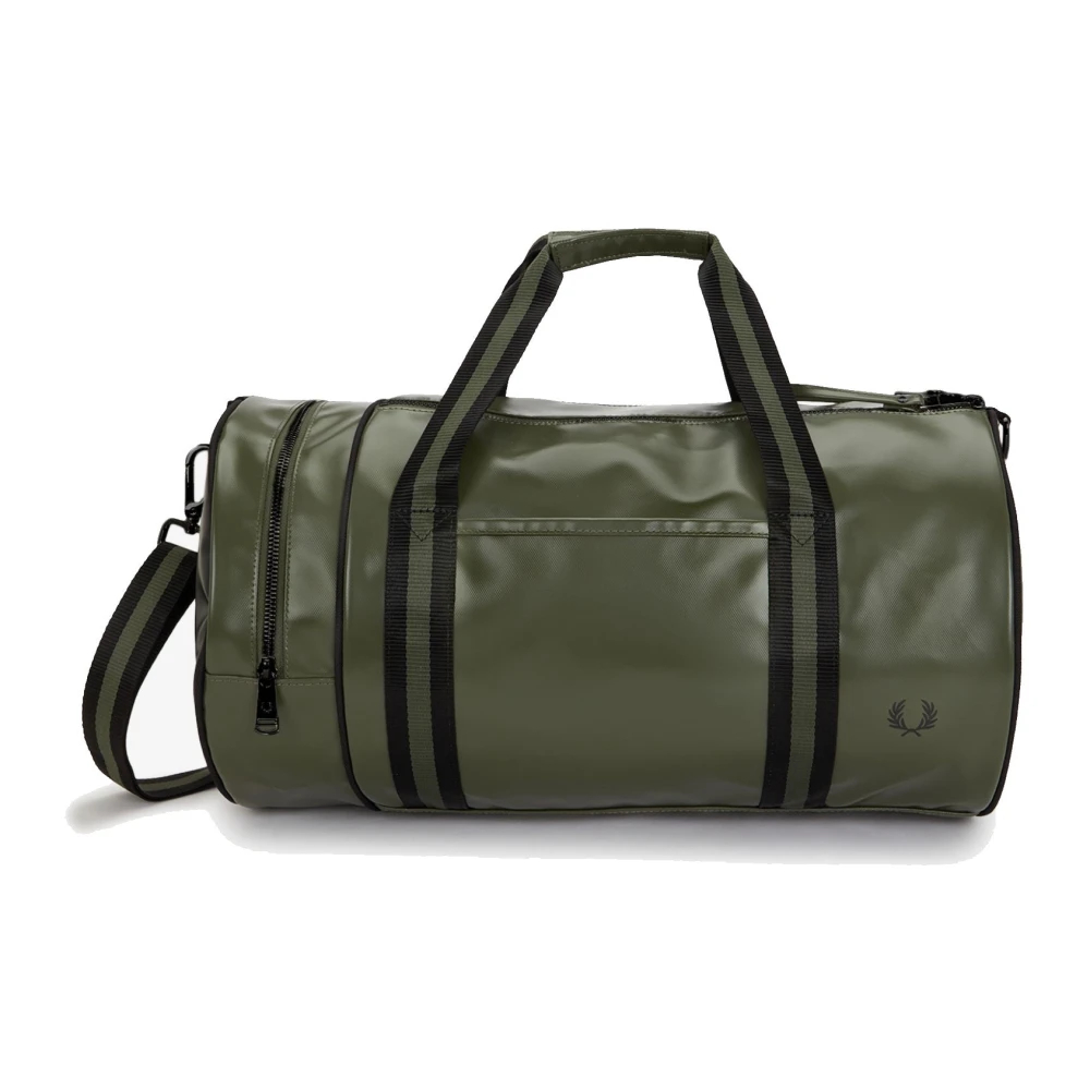 Fred Perry Herren Schwarz Klassische Barrel-Tasche In Und Khaki - Bild 5