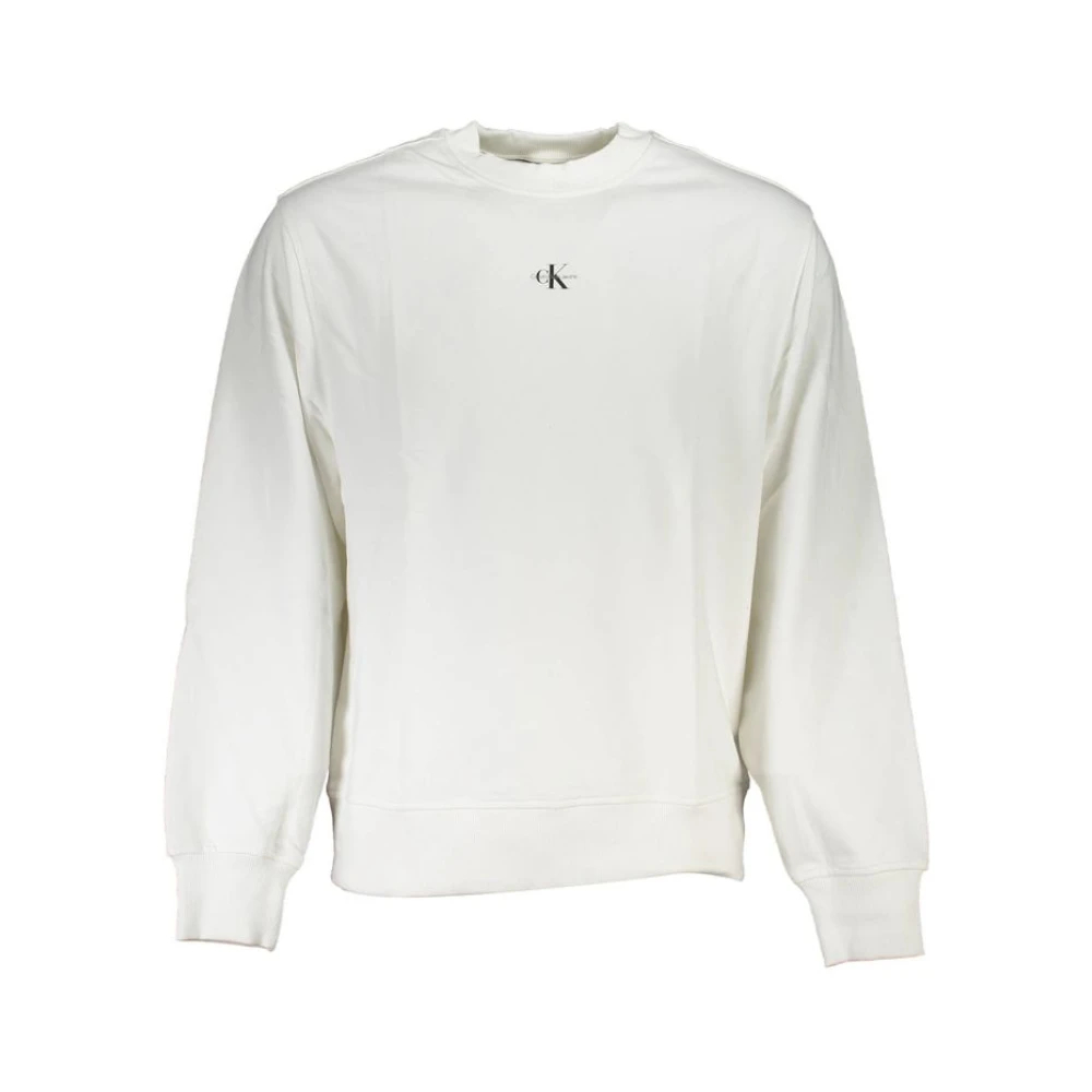 Calvin Klein, Herren, Pullover, White Cotton Men's Sweatshirt, Weiss, (XL) - Bild 4
