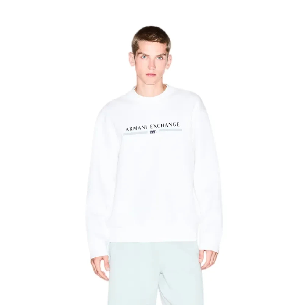 Armani Exchange Herren Weiß - Signature Sweat - Sweatshirts & Hoodies - L
