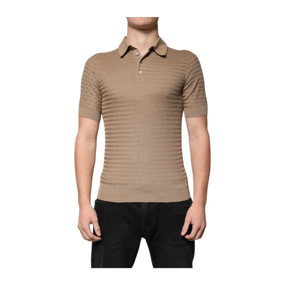 Dolce & Gabbana Herren Braun - Seidenes Poloshirt Mit Kragen - Tops - Xs
