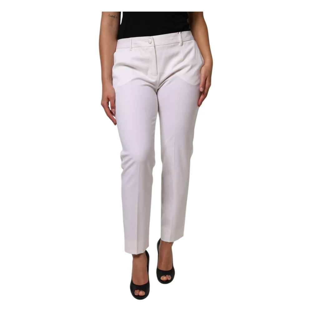 Dolce & Gabbana Damen Weiß - Mid Waist Tapered Pants - Trousers - Xl