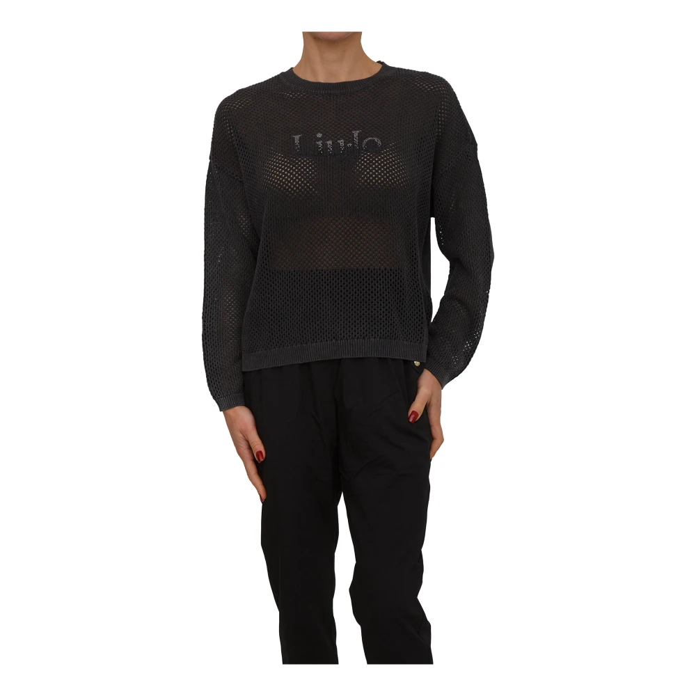 Liu Jo Damen Schwarz - Embellished Crewneck Sweater - Knitwear - K -M