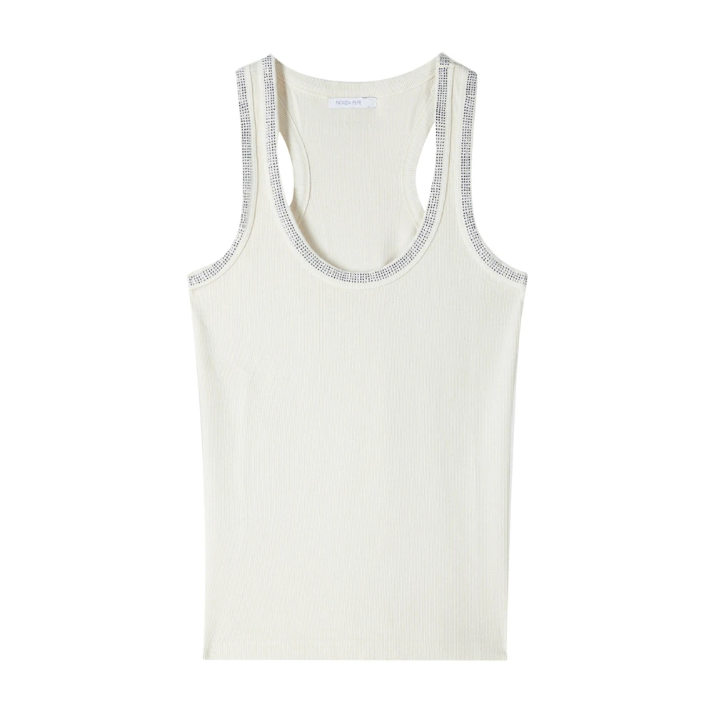 Patrizia Pepe Damen Beige - Tanktop Mit Strasssteinen - Tops - Xs