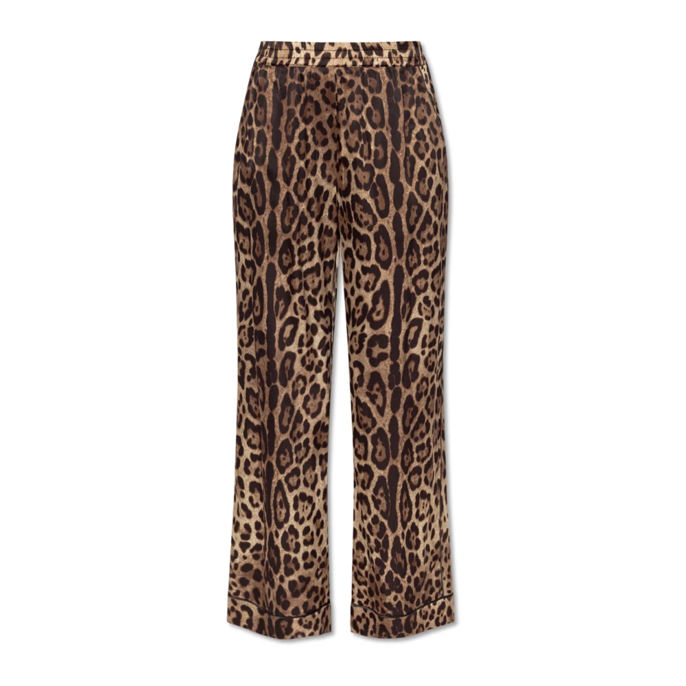 Dolce & Gabbana Damen Braun - Seidenhose Mit Tiermotiv - Trousers - Xl
