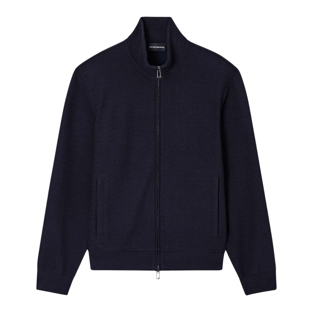 Emporio Armani Herren Blau - Texturierte Sweatshirt-Jacke - Sweatshirts & Hoodies - S