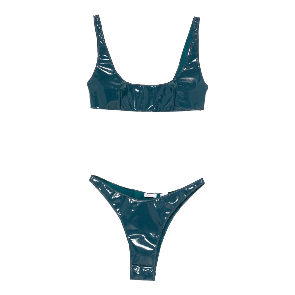 Oseree Damen Blau - Latex Sporty Zweiteiler - Swimwear - L