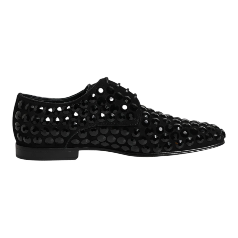 Dolce & Gabbana Herren Schwarz - Suede Strass Derby - Shoes - K - 42 Eu