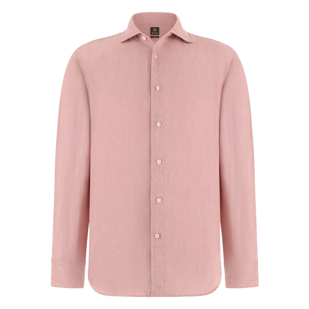 Boggi Milano Herren Rosa - Regular Fit Leinenhemd - Shirts - 2XL