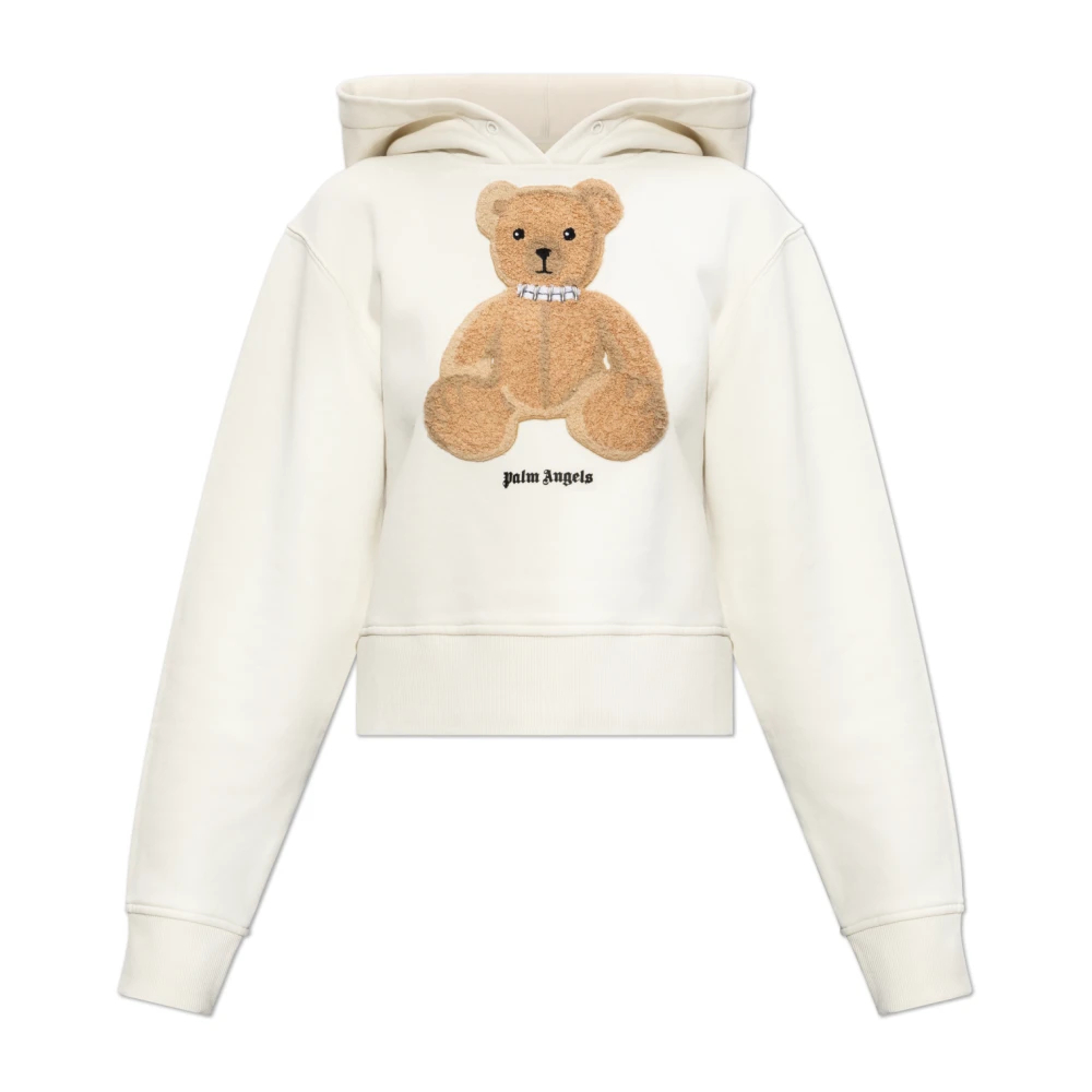 Palm Angels - Bear Fitted Hoodie - Sweatshirts & Hoodies -Damen -Beige -S