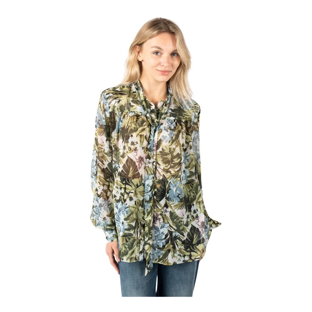 Pinko Damen Grün - Geblümte Bluse Mit Knopfleiste - Blouses & Shirts - M
