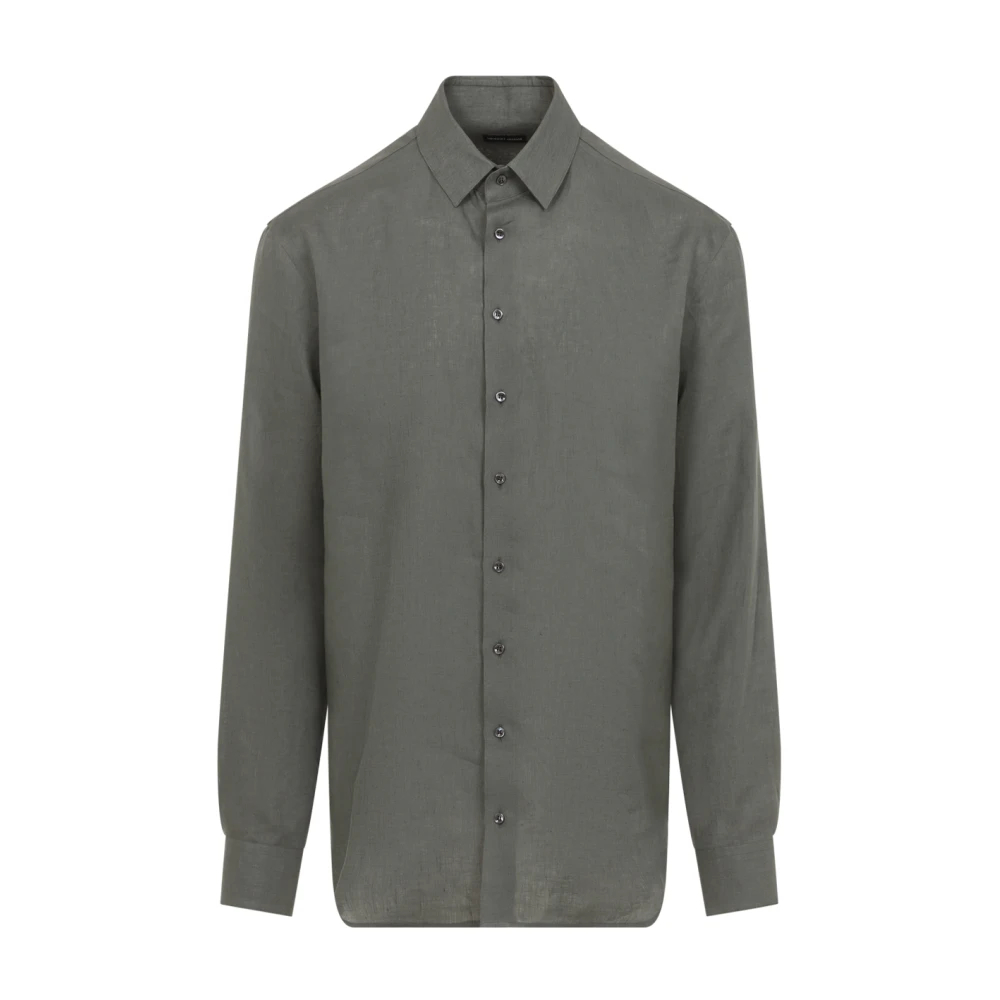 Giorgio Armani Herren Grau - Regular Fit Leinenhemd - Shirts - 2XL