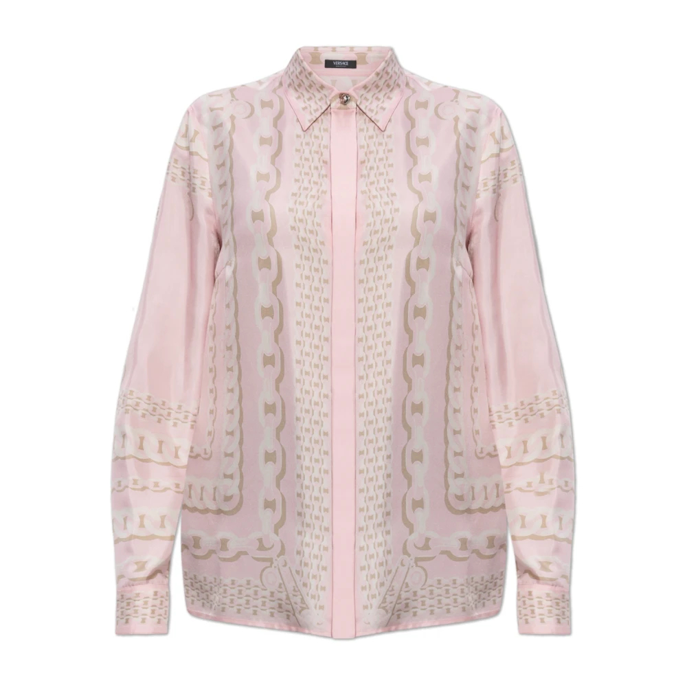 Versace Damen Rosa - Seidenhemd Mit Verdeckter Knopfleiste - Blouses & Shirts - M